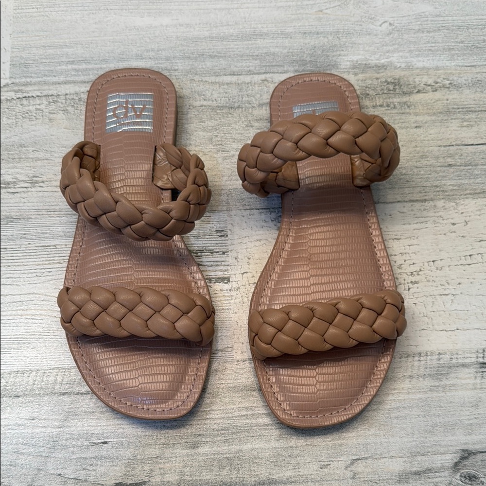 DV by Dolce Vita Tan Woven Sandals Flat Slip-On